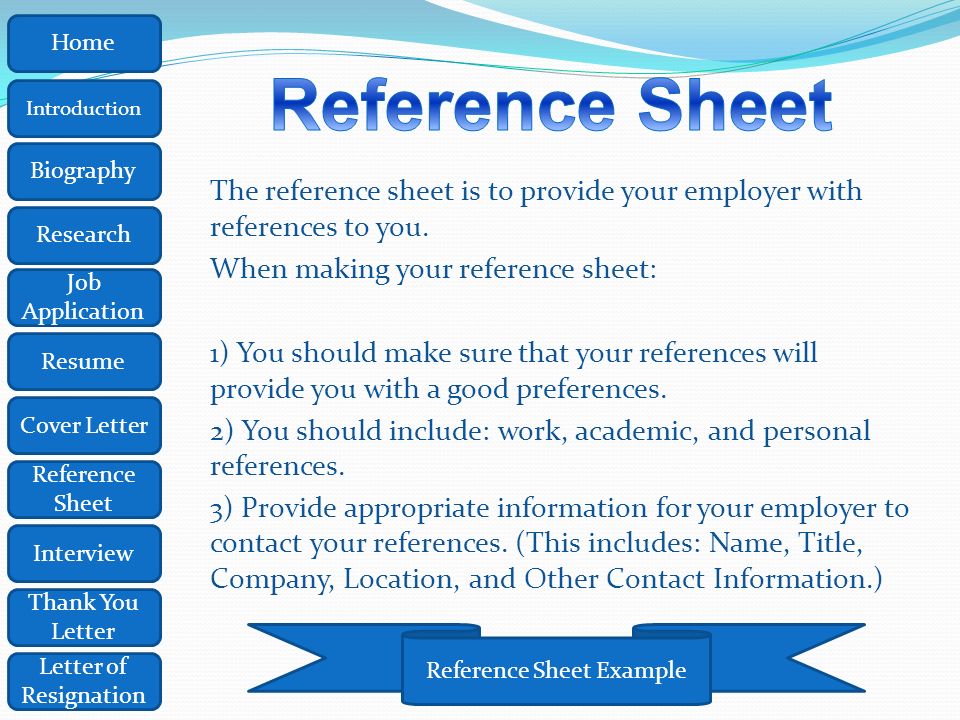 home introduction biography research job application resume cover reference contact sheet