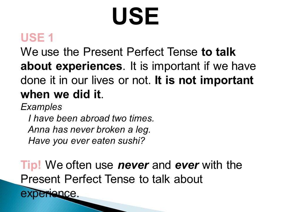 use of never in past tense