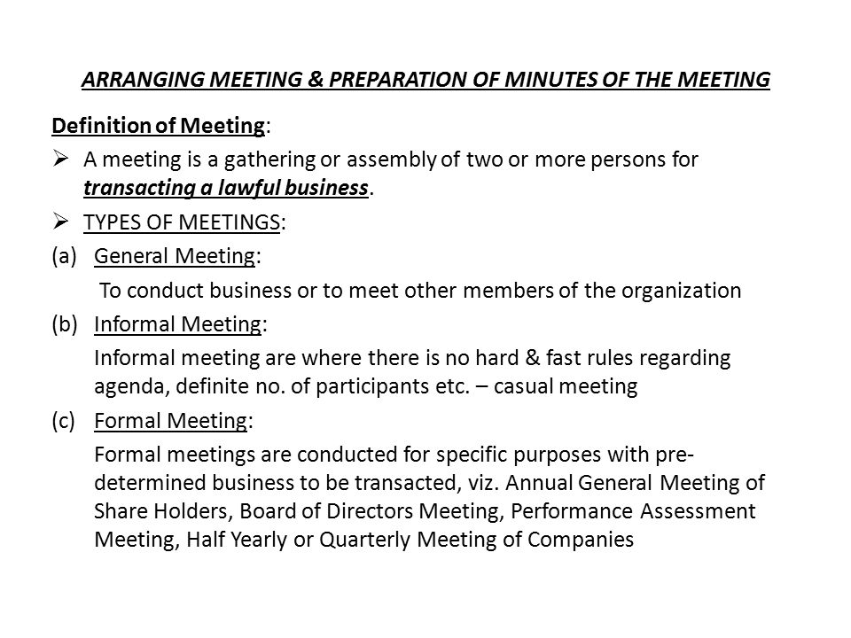 arranging meeting preparation of
