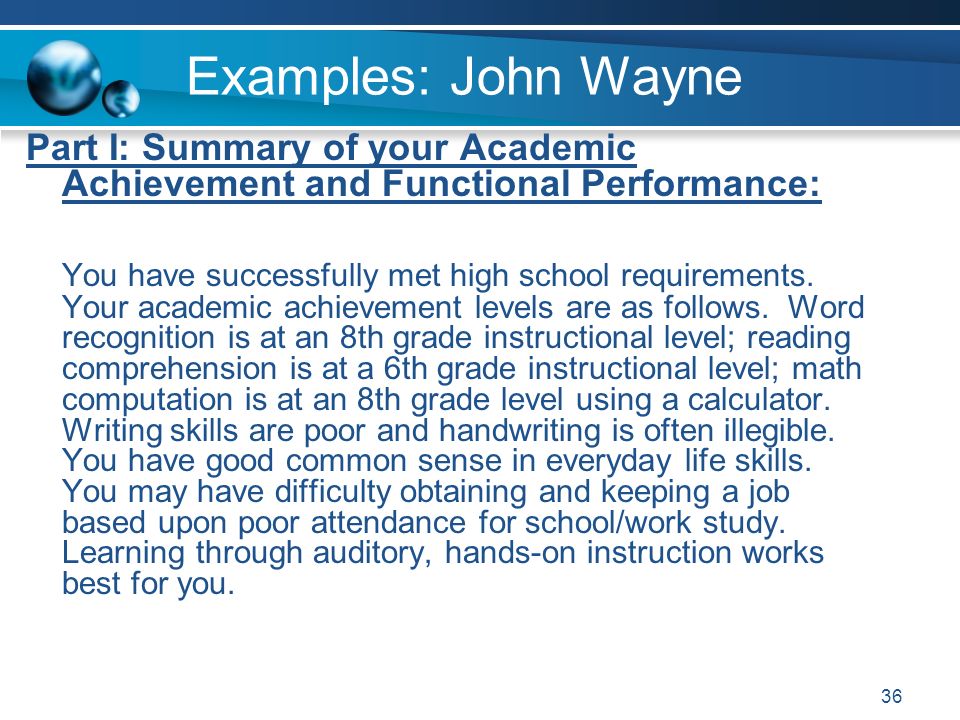 academic achievement examples