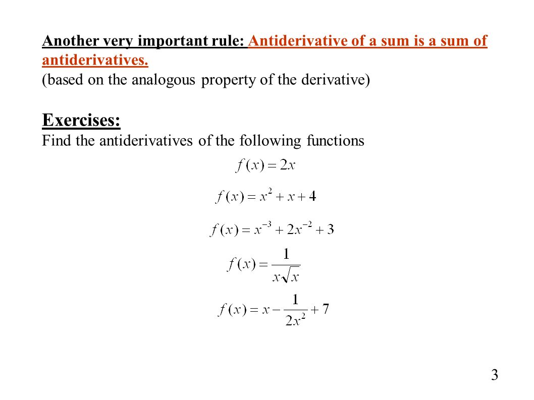 29.29 Antiderivatives 29 Definition: The antiderivative of a function