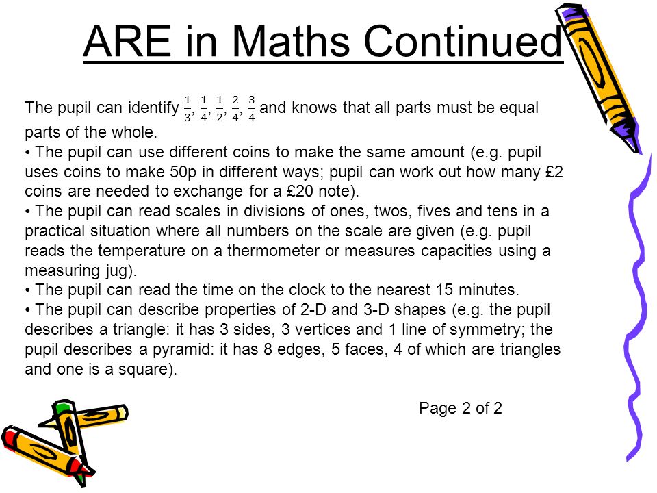 ARE in Maths Continued