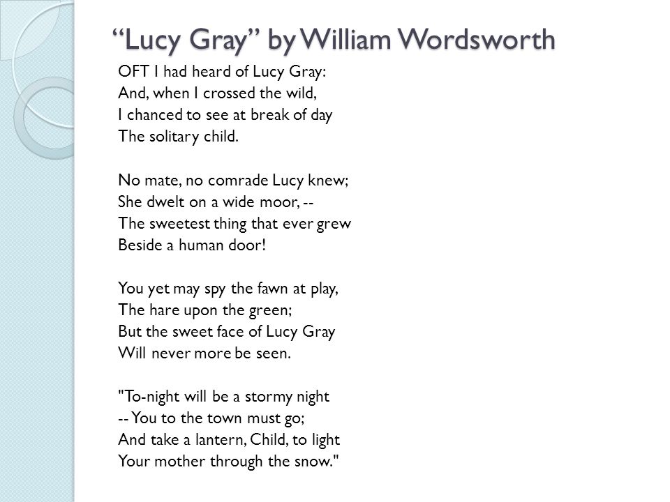 lucy grey by william wordsworth