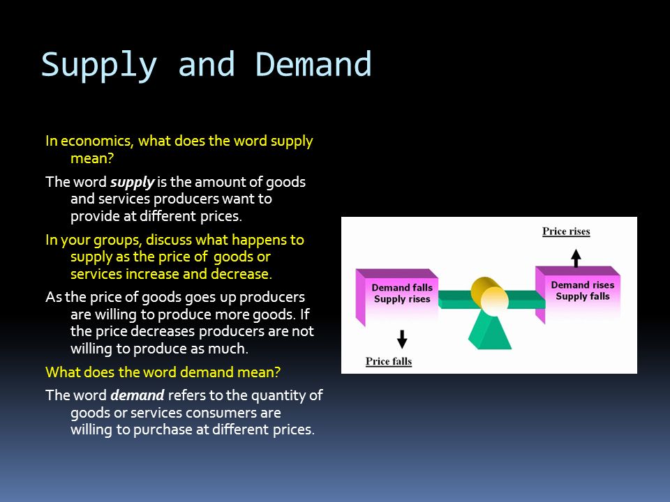 Households, Businesses, And Governments. Supply and Demand In economics, what  does the word supply mean? The word supply is the amount of goods and. -  ppt download