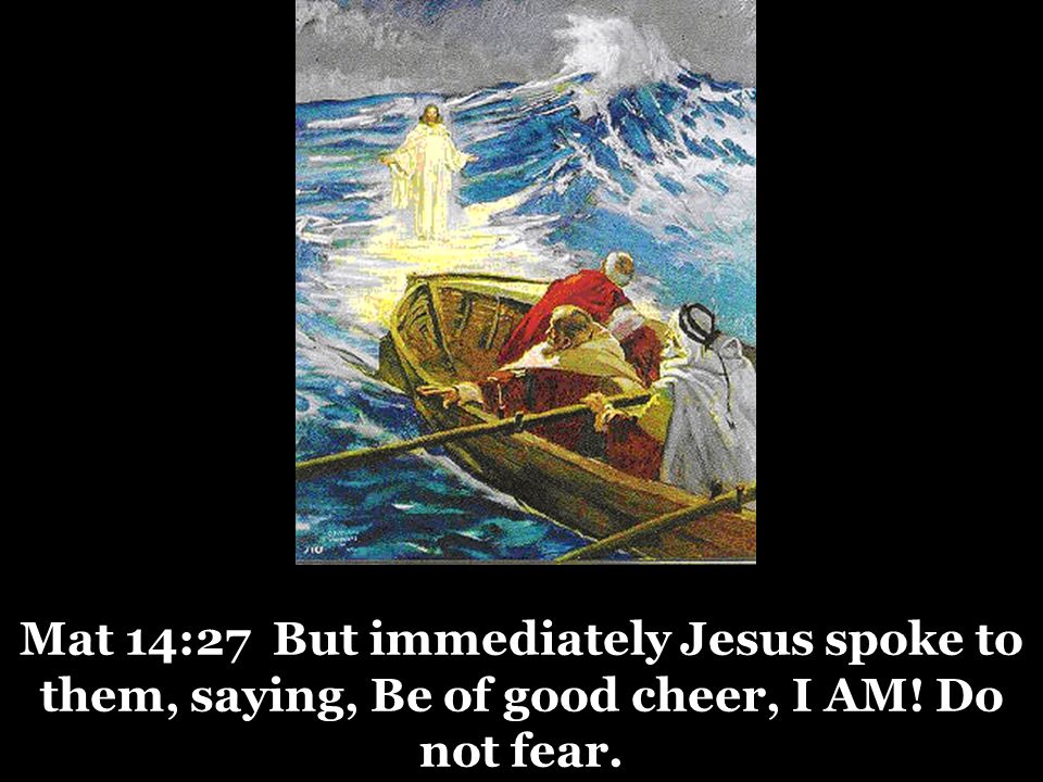 Mat 14:27 But immediately Jesus spoke to them, saying, Be of good cheer, I AM! Do not fear.