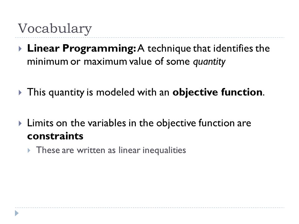 Chapter 3 Section 4 Linear Programming Algebra 2 January 29, ppt download
