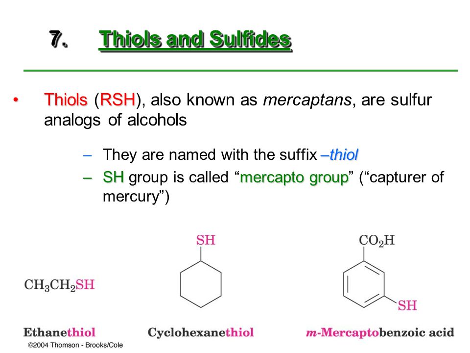 Thiolsr S Hsulfidesr S R Thiols R S H And Sulfides R S R Are Sulfur Analogs Of Alcohols And Ethers Respectively Sulfur Replaces Oxygen Ppt Download