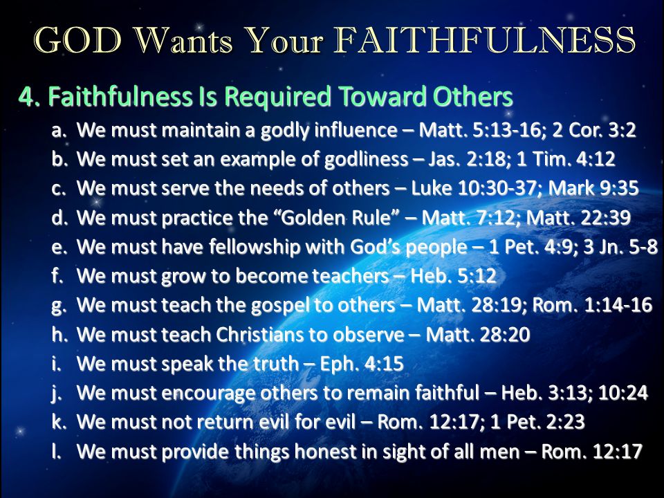 Lesson 10: GOD Wants Your FAITHFULNESS Please pick up a handout from ...