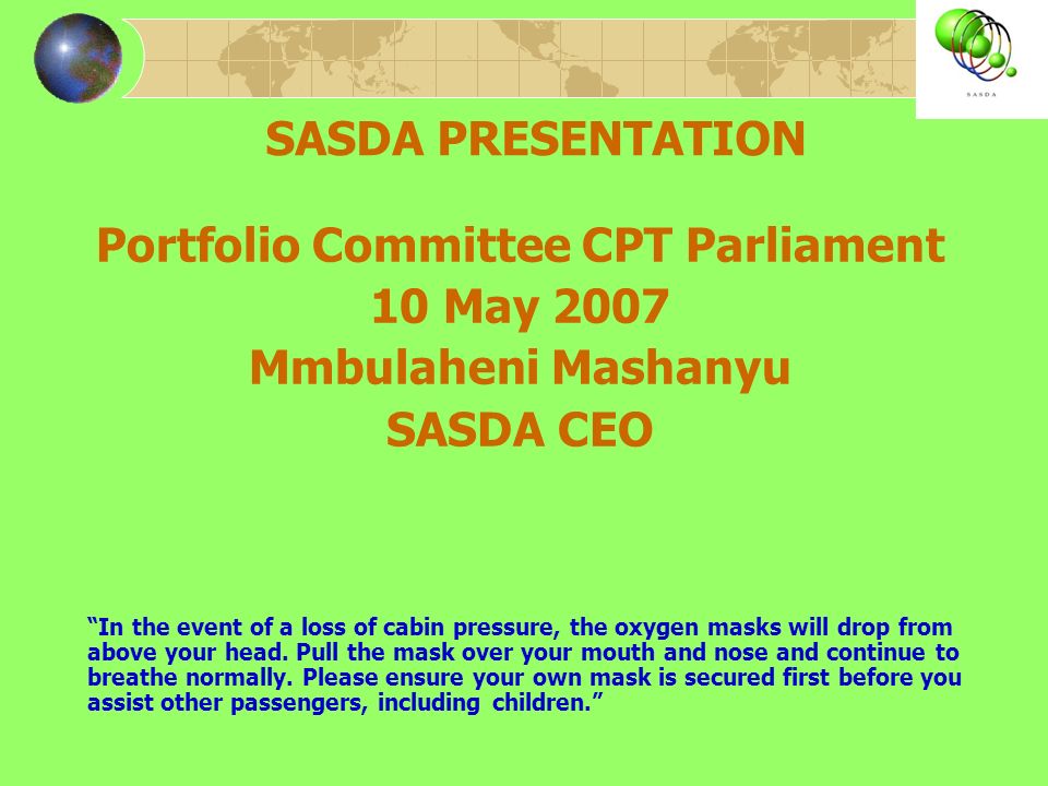 Portfolio Committee Cpt Parliament 10 May 2007 Mmbulaheni Mashanyu