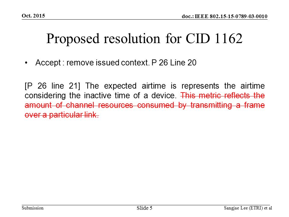doc.: IEEE Submission Proposed resolution for CID 1162 Accept : remove issued context.