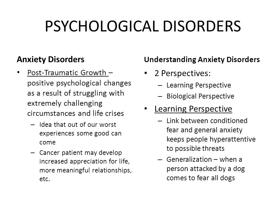 Anxiety Disorders: Psychological and Biological Perspectives