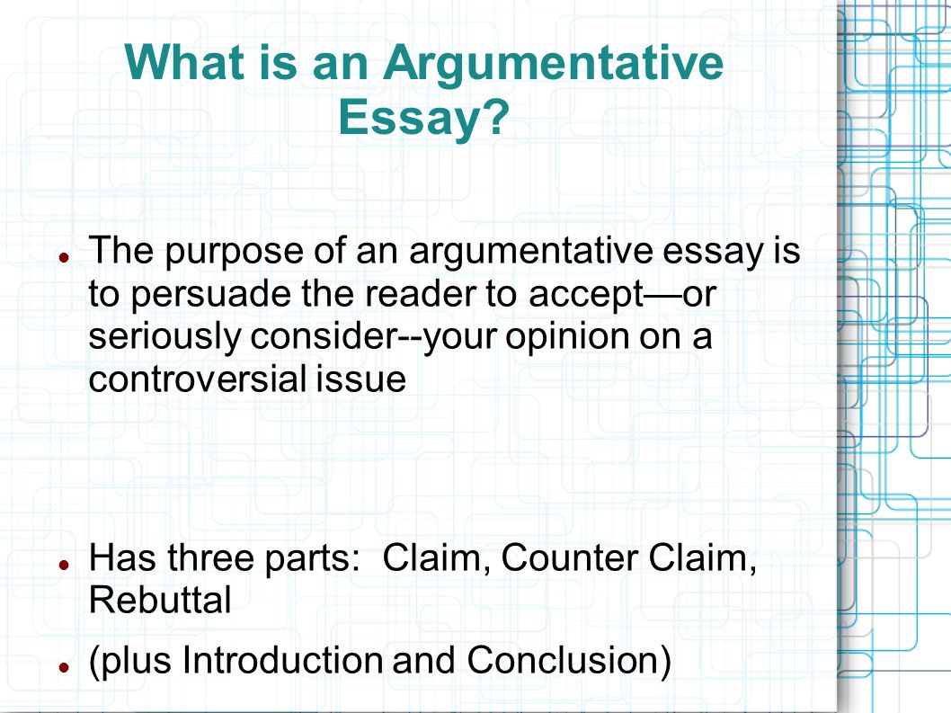 What is the purpose of an argumentative essay
