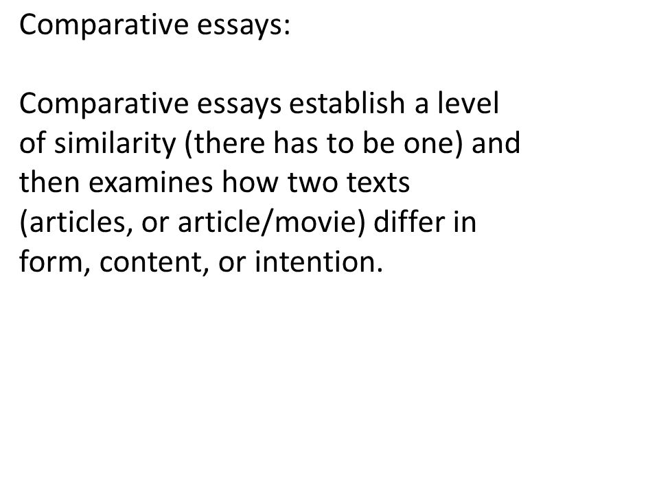 Good Synthesis Essay Topics Comparative Essays Comparative Essays Establish A Level Of Similarity There Has To Be One And Then Examines How Two Texts Articles Or Articlemovie Science Fiction Essays also Examples Of High School Essays Essay Writing Comparative Essays Comparative Essays Establish A Thesis Statement Narrative Essay