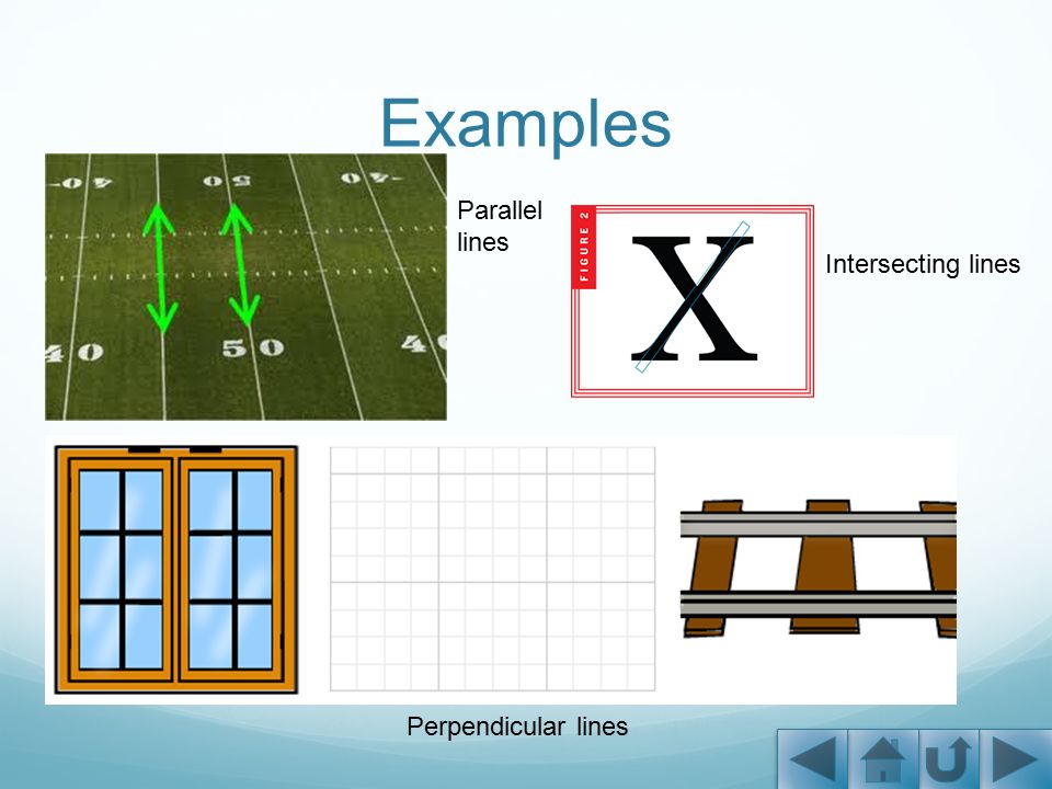 Perpendicular Lines Perpendicular lines meet or cross each other to form square corners.