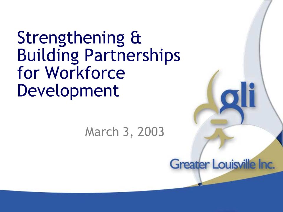 Strengthening & Building Partnerships for Workforce Development March 3, 2003