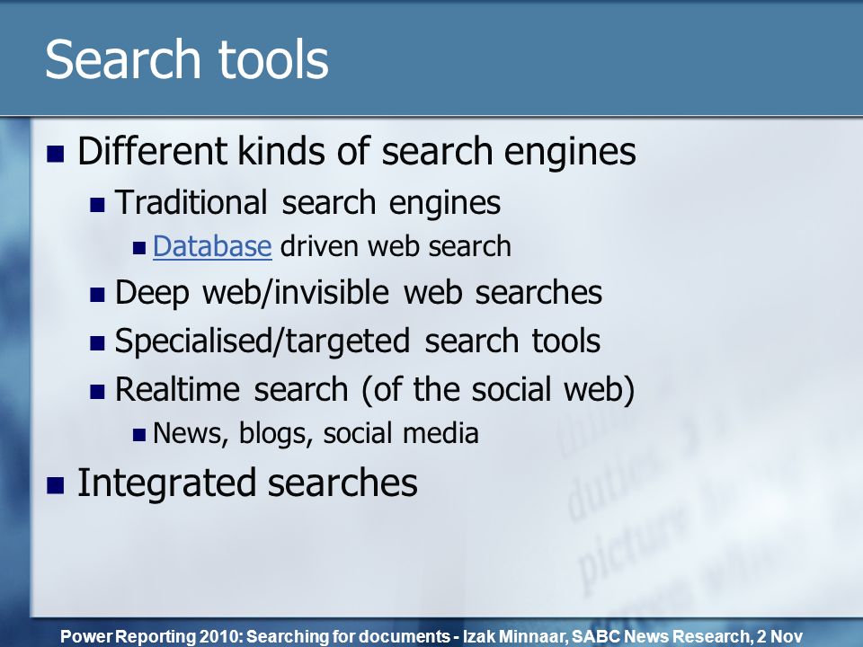 Searching for original source documents Power Reporting 2010 ...