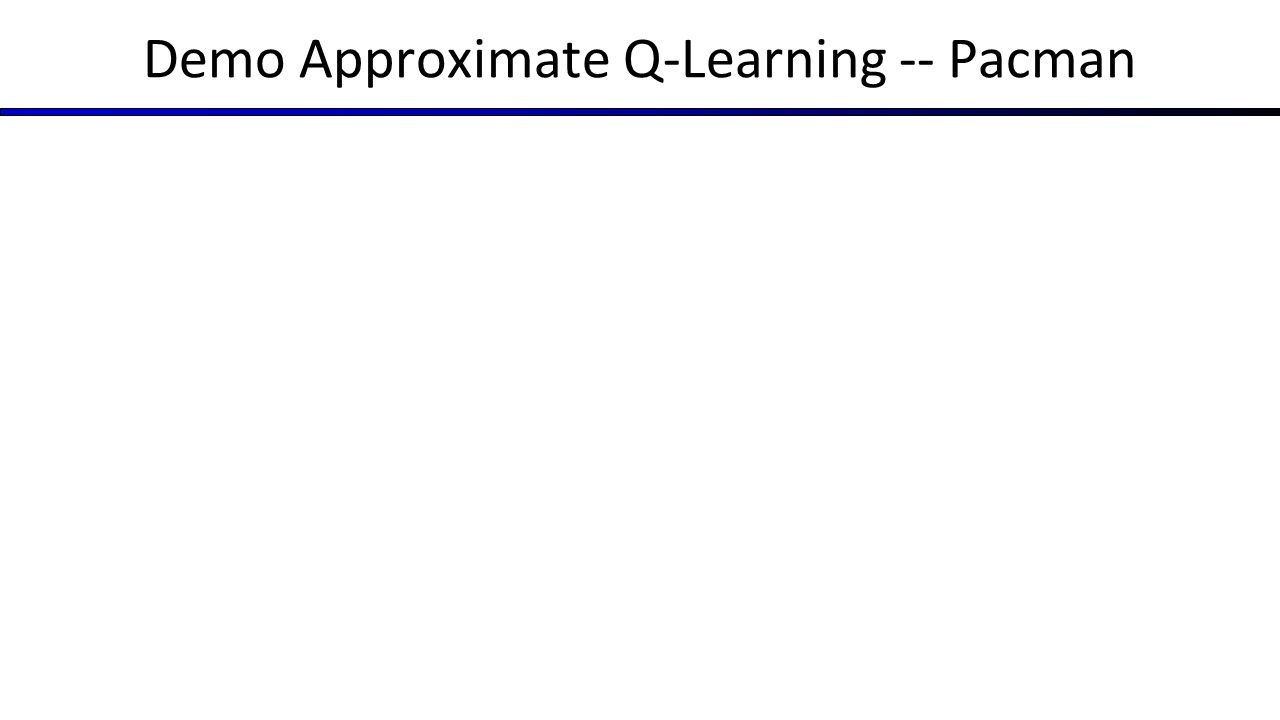 Demo Approximate Q-Learning -- Pacman