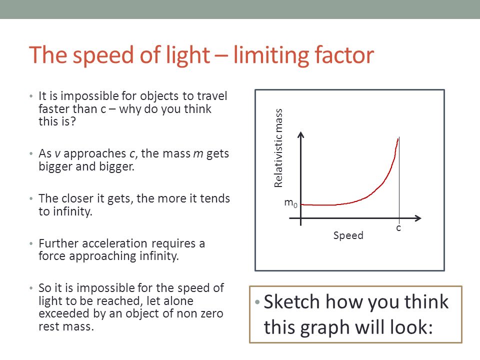 So what about mass? 1. What happens to time from the frame of of a stationary observer on Earth as approach c? 2. What notation is given. - ppt download