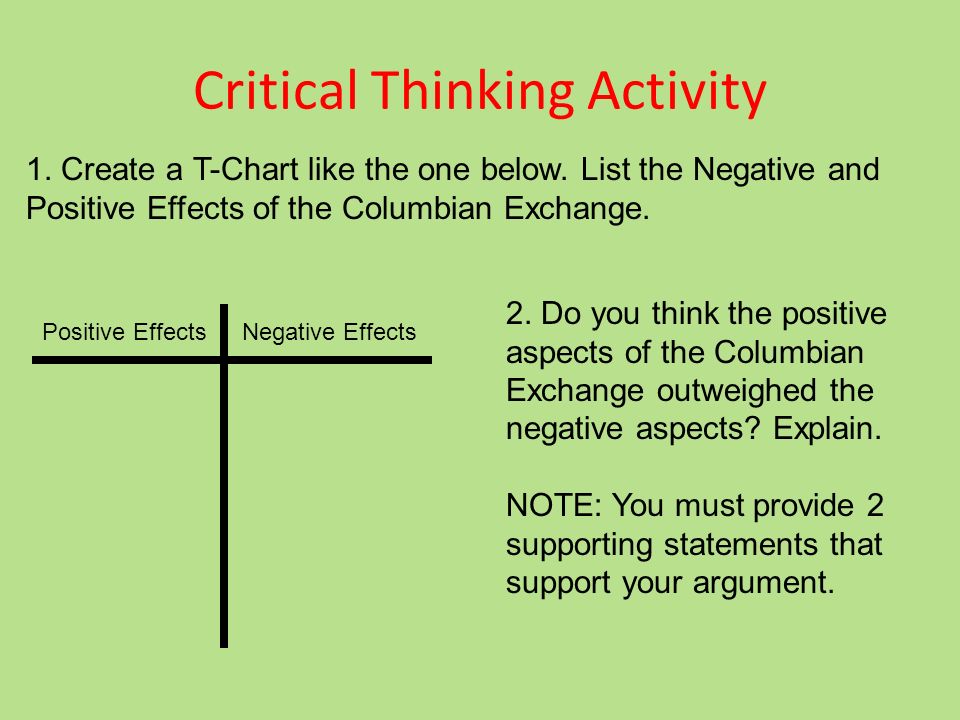 positive and negative effects of the columbian exchange