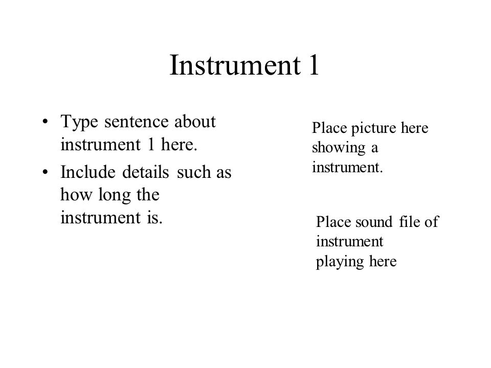 Instrument 1 Type sentence about instrument 1 here.