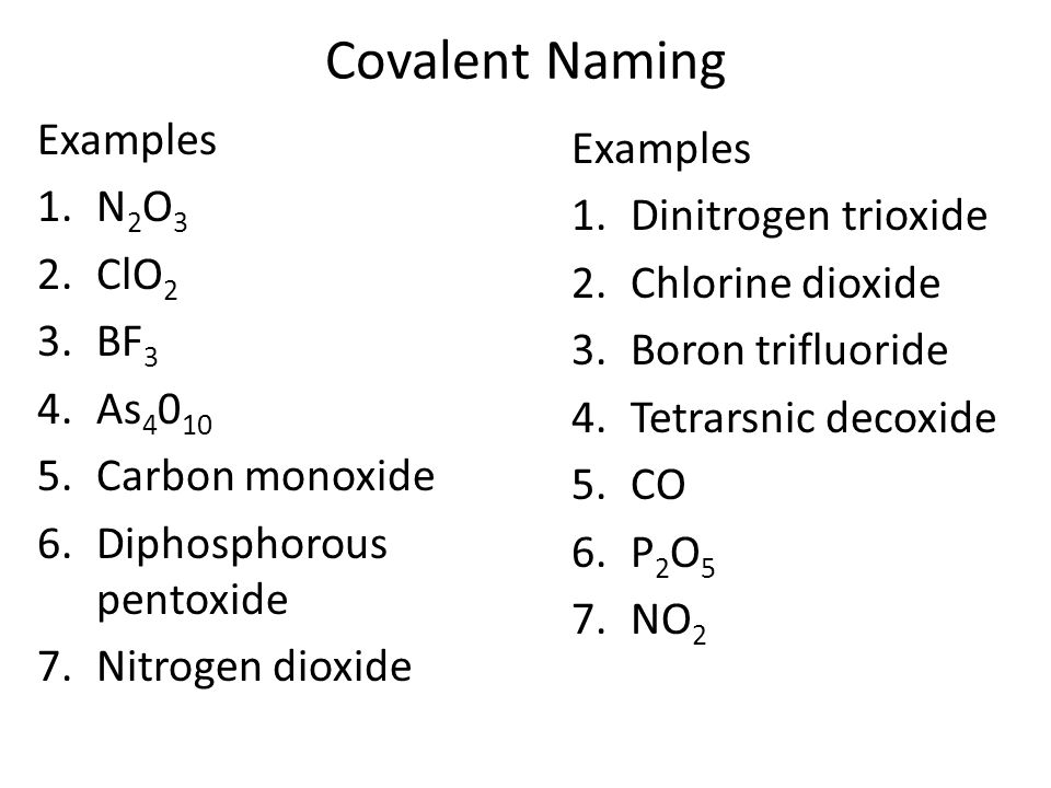Covalent And Acid Naming Chapter 9 Covalent Naming Covalent