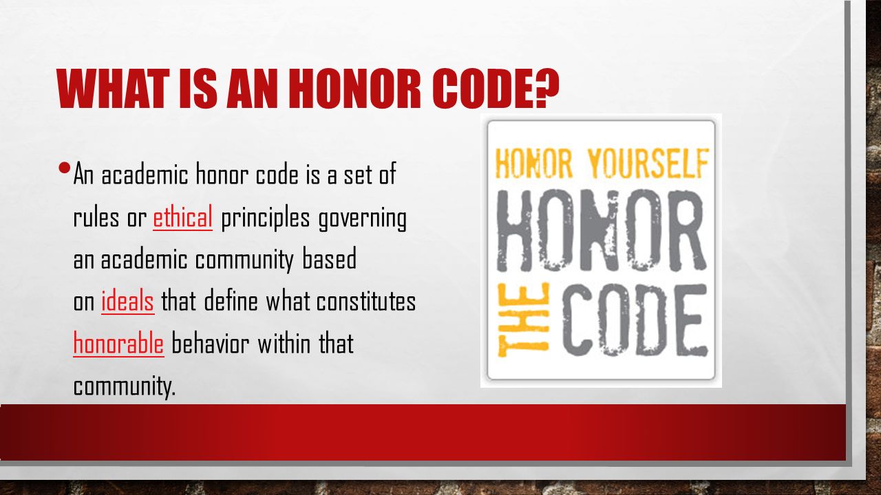 HONOR CODE TAYLOR ROAD MIDDLE SCHOOL. WHAT IS AN HONOR CODE? An academic honor  code is a set of rules or ethical principles governing an academic  community. - ppt download