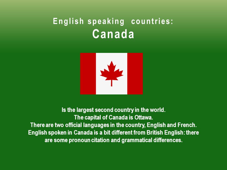 Презентация инглиш. English speaking Countries. English speaking Country Canada. English speaking Countries. Degreed Thinkers of the West..