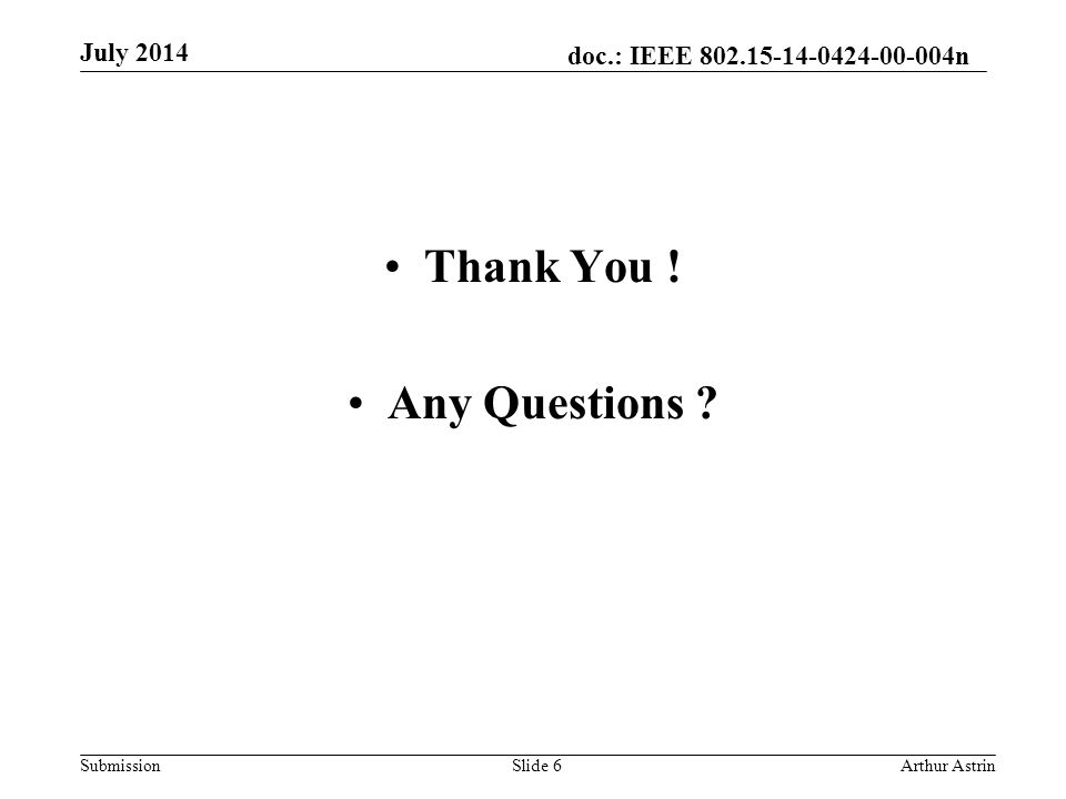doc.: IEEE n Submission Thank You .