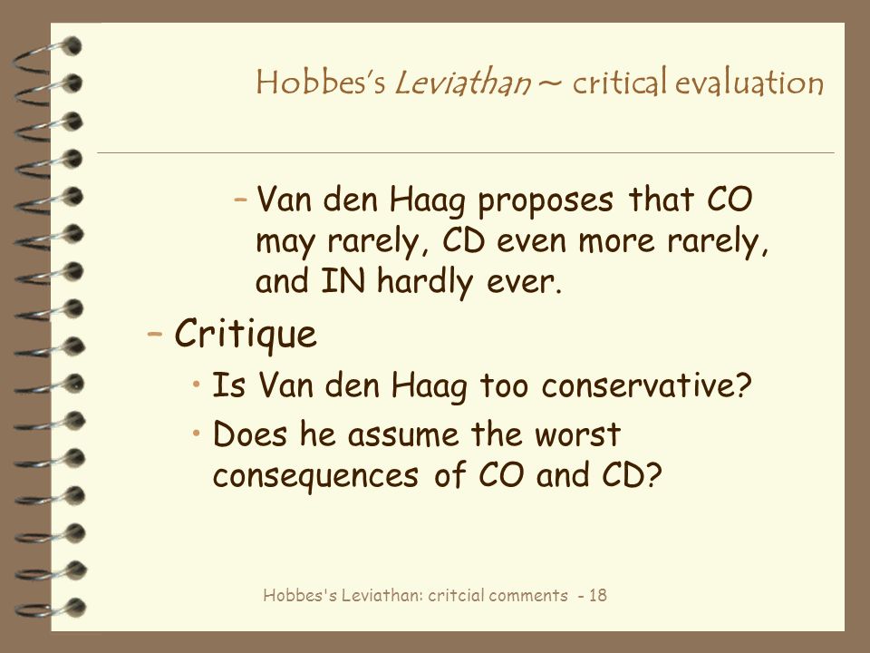 Hobbes's Leviathan: critcial comments - 1 Hobbes's Leviathan ~ critical  evaluation 4 Comments –1. Historically, the Leviathan marks an important  shift. - ppt download