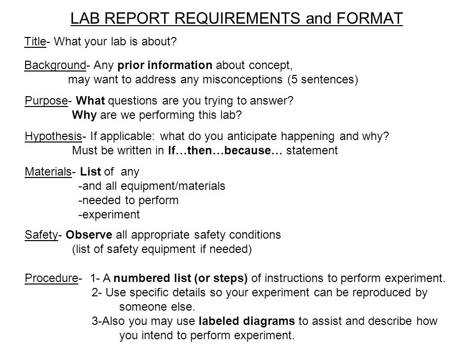 Format lab report