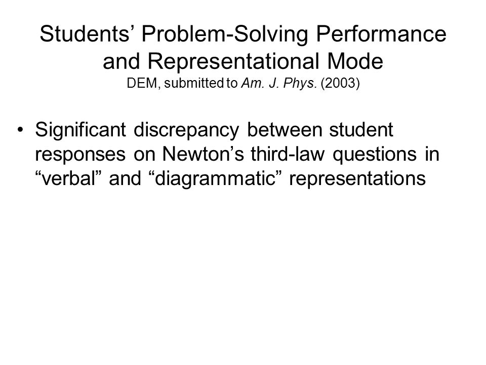 Students’ Problem-Solving Performance and Representational Mode DEM, submitted to Am.