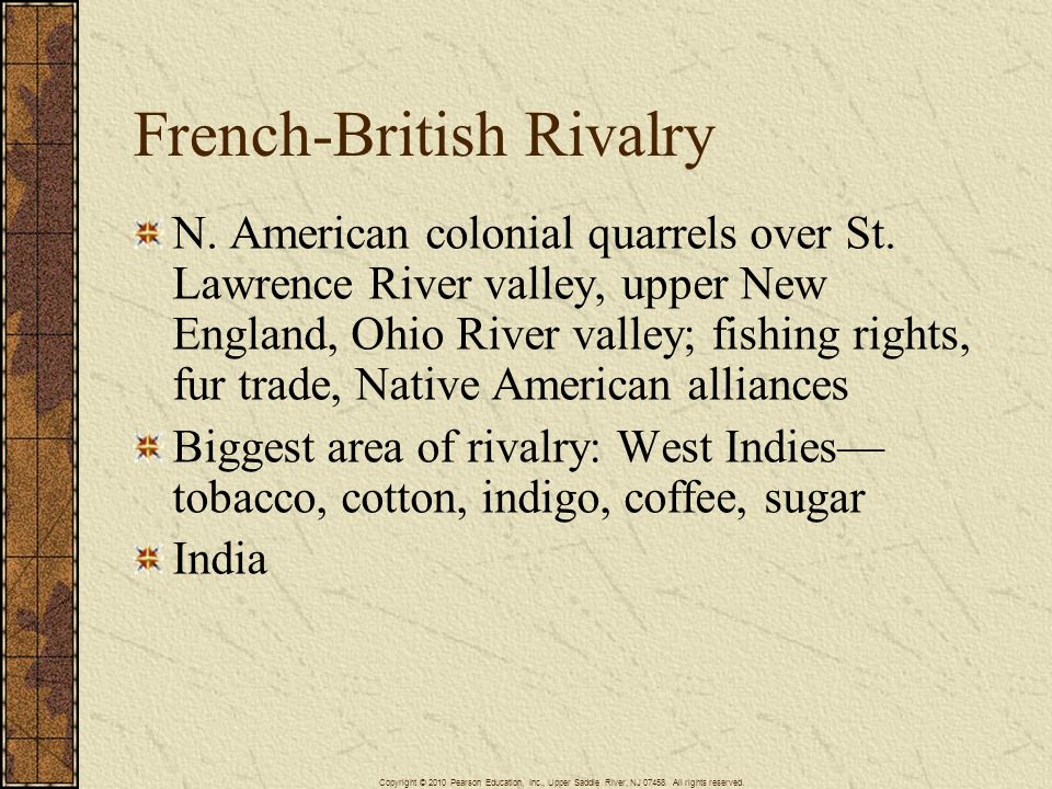 French-British Rivalry N. American colonial quarrels over St.
