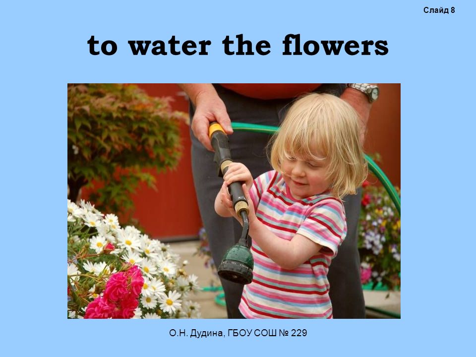 The flowers to water every day. To Water Flowers. I Waters the Flowers. Слайд на тему о тебе.