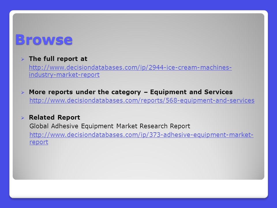 Browse  The full report at   industry-market-report  More reports under the category – Equipment and Services    Related Report Global Adhesive Equipment Market Research Report   report