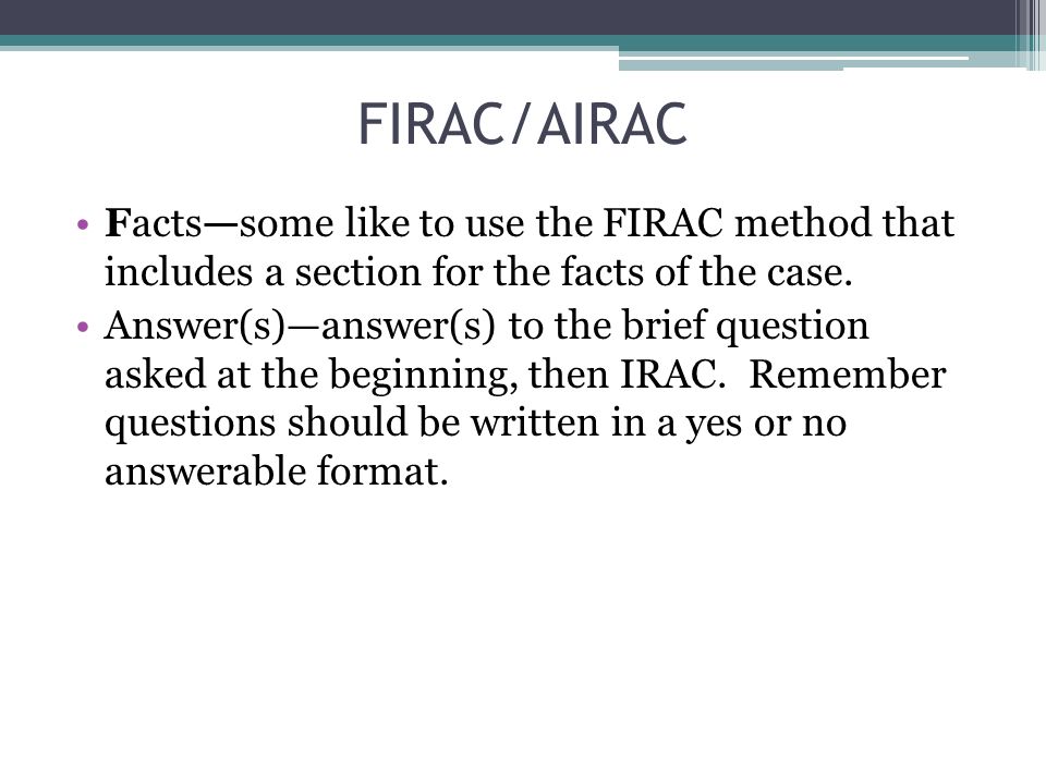 Agenda Questions Irac Issue Rule Relevant Law Analysis Conclusion Writing Assignment Ppt Download