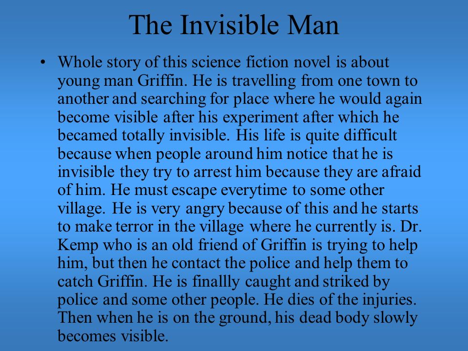 theme of the invisible man by hg wells