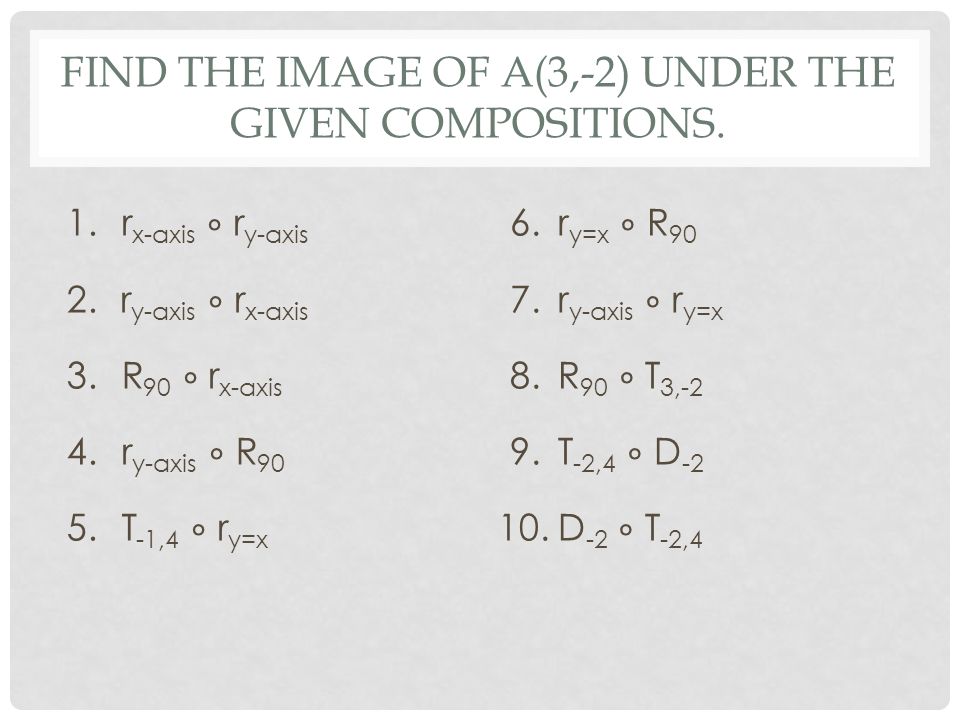 Compositions With Transformations Compositions Definition The Nesting Of Two Or More Processes To Form A Single New Rule Composition Of Transformations Ppt Download