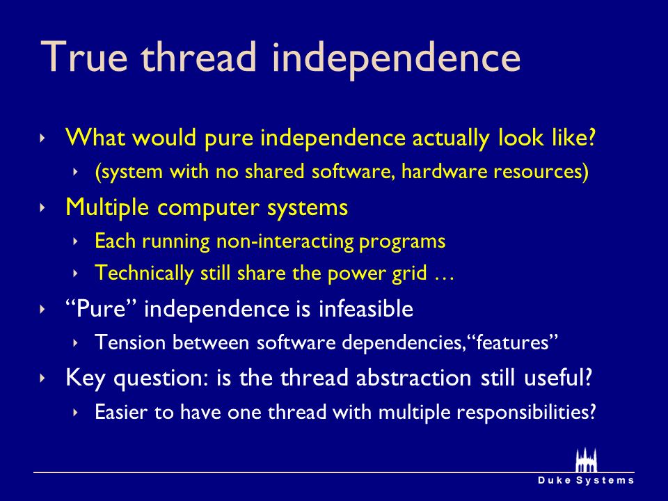 True thread independence  What would pure independence actually look like.