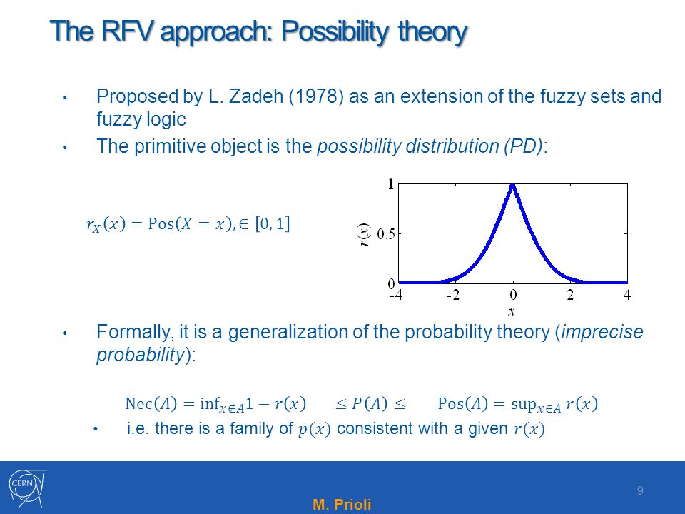 M. Prioli The RFV approach: Possibility theory 9