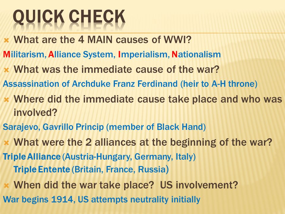 what were the 4 main causes of ww1