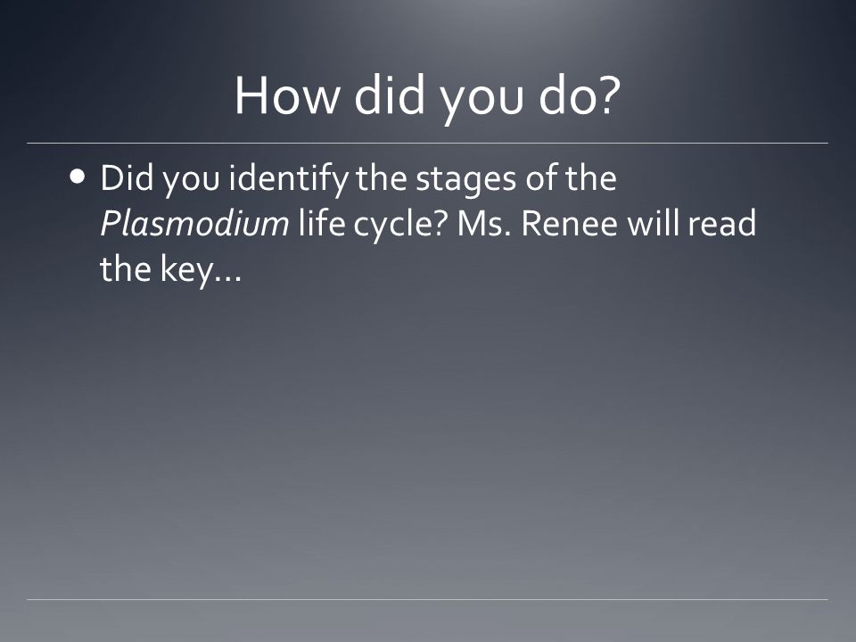 How did you do. Did you identify the stages of the Plasmodium life cycle.