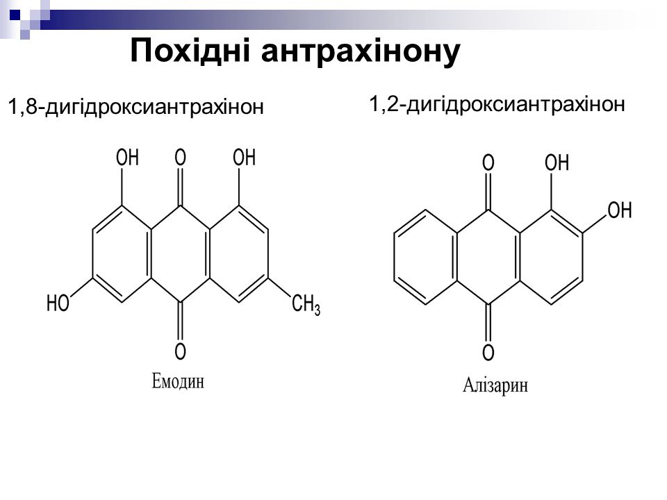 Похідні антрахінону 1,8-дигідроксиантрахінон 1,2-дигідроксиантрахінон