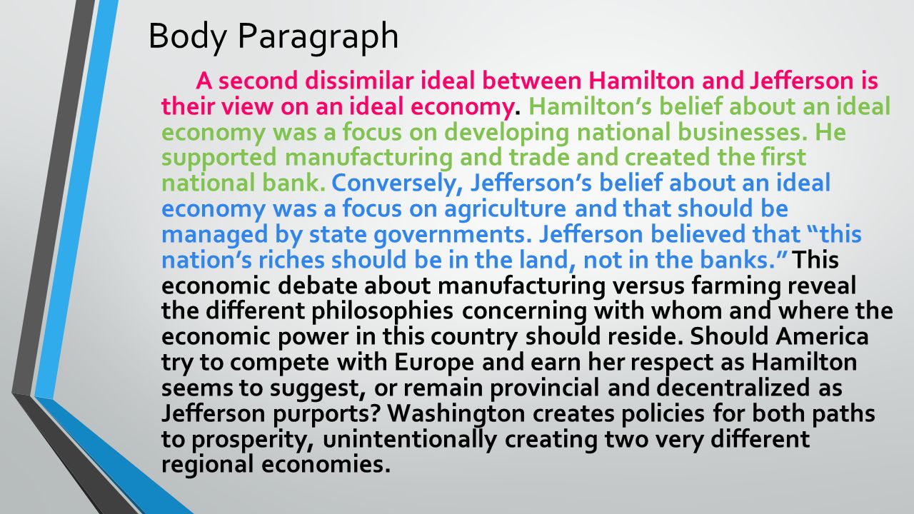 compare and contrast the political economic and social philosophies of jefferson and hamilton