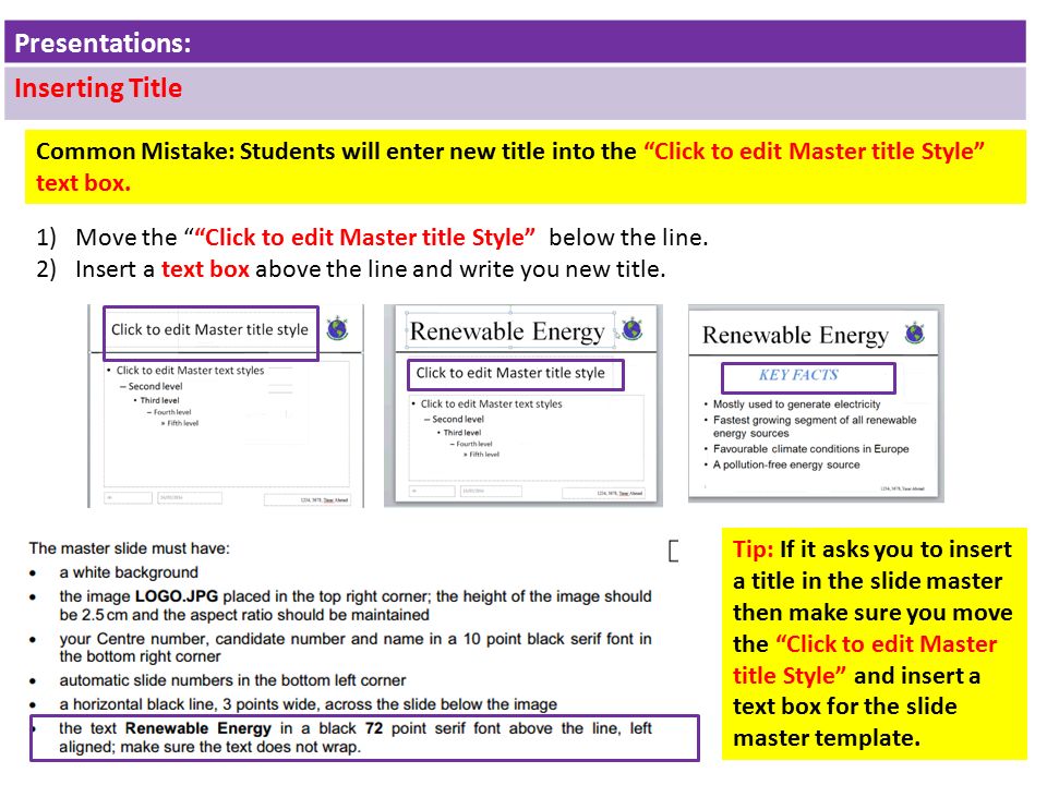 Tip: If it asks you to insert a title in the slide master then make sure you move the Click to edit Master title Style and insert a text box for the slide master template.