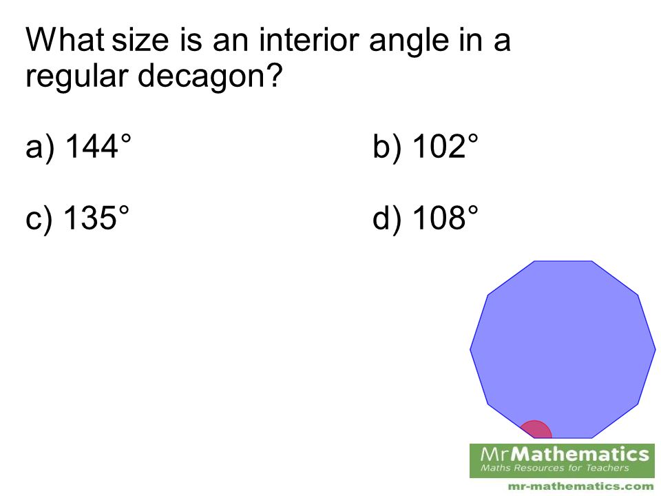What Size Is An Interior Angle In A Regular Octagon A 78 B