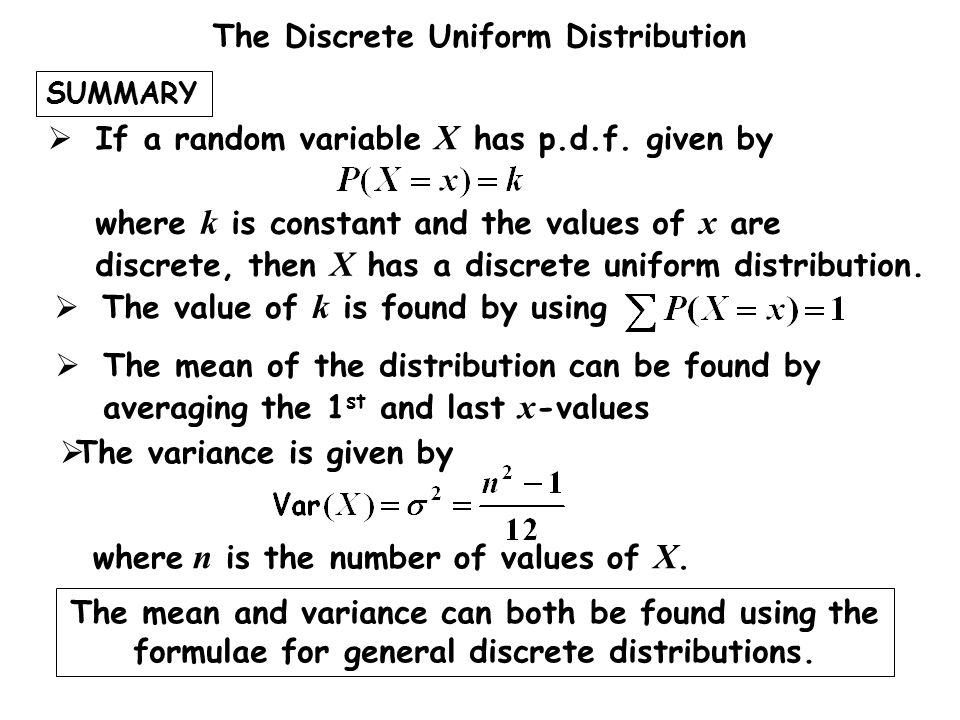 The Discrete Uniform Distribution © Christine Crisp “Teach A Level Maths”  Statistics ppt download