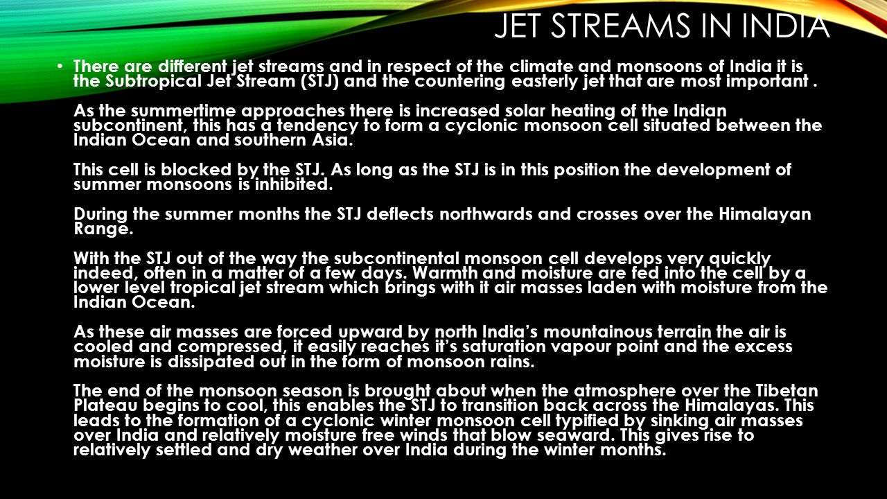 how jet streams affect the climate of india