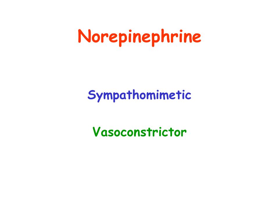 Norepinephrine Sympathomimetic Vasoconstrictor