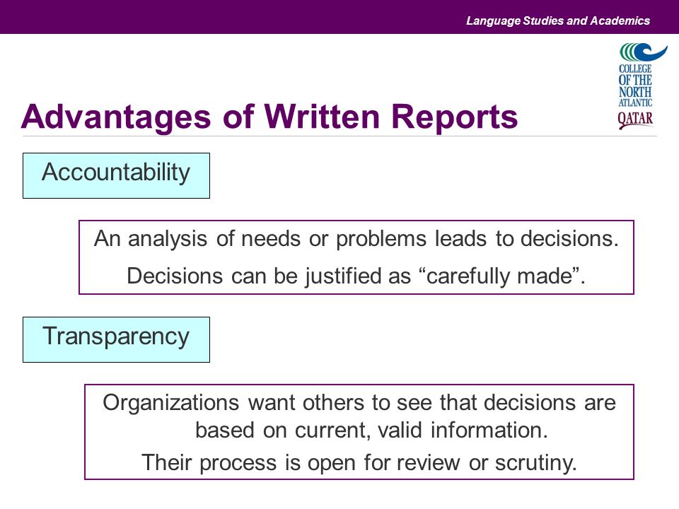 advantages report writing