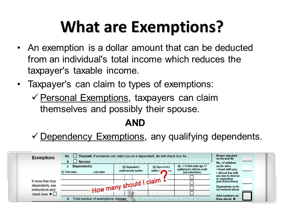 Personal Exemptions. Objectives Distinguish between personal and 